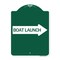 Signmission Boat Launch With Right Arrow, Green & White Aluminum Architectural Sign, 18" x 24", GW-1824-24405 A-DES-GW-1824-24405 - alternate 1